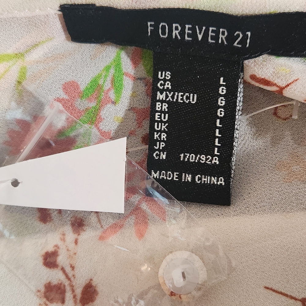 Forever 21 Pink Floral Cropped Top Size Large NWOT - Picture 7 of 9